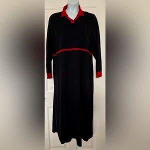 Nina Leonard Black and Red Long Knit Dress 3X